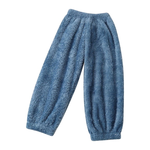 Annhoo Baby Chilren's Fleece Pants Casual Velvet Loose High Waist Elastic Trousers Wide Leg Comfy Daily Sleepwear 2-14 Years
