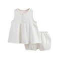 thumbnail image 1 of Annhoo Baby Girl Clothes Summer Outfits Button Front Sleeveless Dressy Tank Tops with Elastic Waisted Shorts Sets, 1 of 7