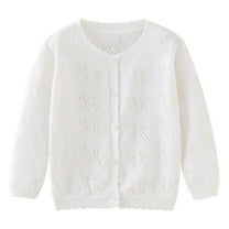 Annhoo Baby Girls Cardigan Sweaters Toddler Long Sleeve Button down Knitwear Solid Hollow out Knitted Outwear