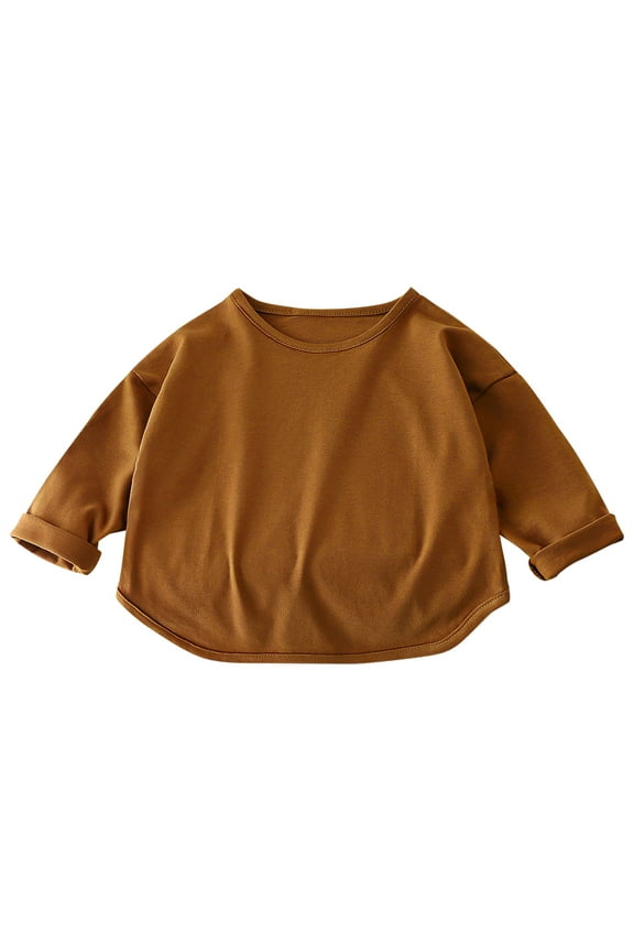 Baby Girls Clothes Long Sleeve Crew Neck Loose Infant Kids Tops Comfy Solid Color Blouse Casual Pullover 6M-6Y