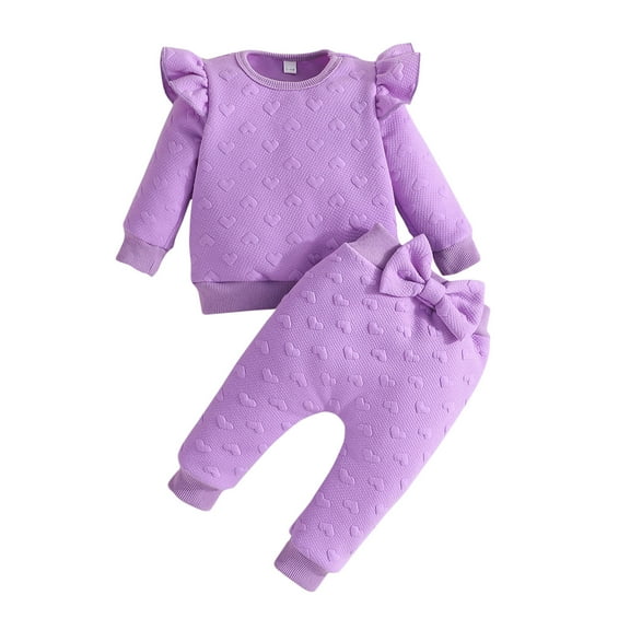 Annhoo Baby Girls Clothes Long Sleeve Crewneck Knitted Tops Cimi Dresses and Bell Bottom Pants Toddler 3 Piece Outfits