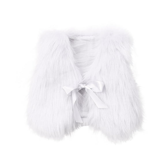 Annhoo Baby Girls Fuzzy Shrugs Vest Winter Comfy Sleeveless Tie up Cardigans Toddler Elegant Outwear for Party