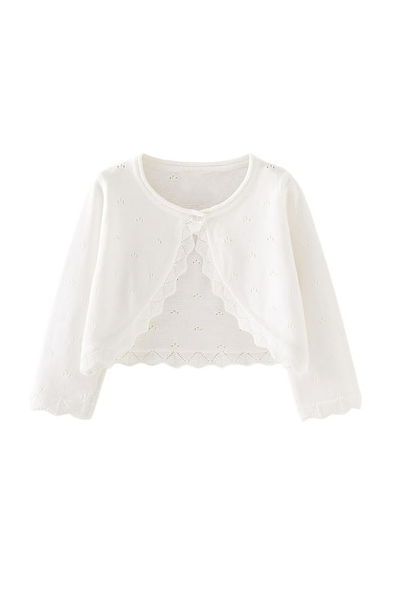 Baby Girls Knit Cardigans Fashion Hollow out Long Sleeve Sweater Tops Toddler Button Closure Coats for Dresses