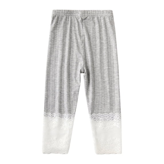 Annhoo Baby Girls Unisex Pants Block Color High Waisted Lace Trim Toddler Leggings Spring Summer Clothes
