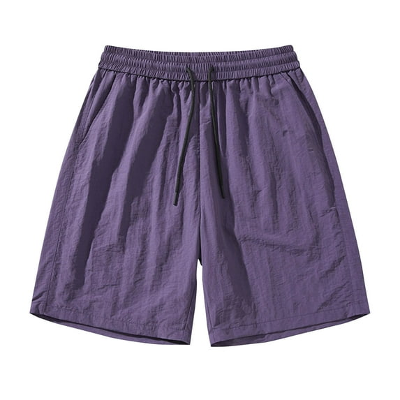 Annhoo Beach Shorts for Men Drawstring Plain Elastic Waist Lightweight Sport Short Pants with Pockets Soft Clothes
