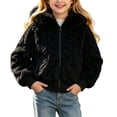 thumbnail image 1 of Annhoo Big Boys Girls Zip Hooded Jackets Winter Fleece Long Sleeve Outdoor Coat Cute Fashion Cropped Outerwear, 1 of 9