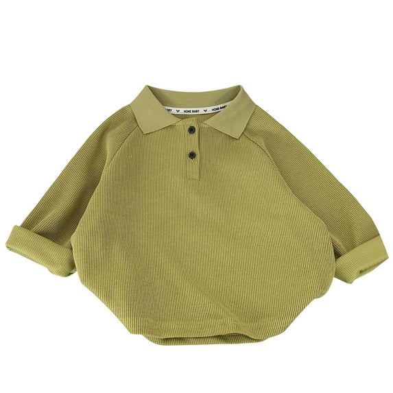 Annhoo Boys Baby Cotton Sweatshirts Button Collared Loose Outdoor Toddler Tops Trendy Casual Child Kids Clothes 2-13 Years