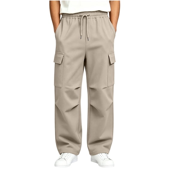 Annhoo Boys Girls Cargo Joggers Pants with Pockets Fashion Drawstring Elastic Waist Pleated Pants Basic Casual Trousers