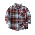 thumbnail image 1 of Annhoo Boys Girl's Button down Shirts Classic Plaid Print Long Sleeve Lapel Tops Kids Fall Cotton Blouses with Pocket, 1 of 3