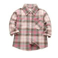 thumbnail image 1 of Annhoo Boys Girl's Button down Shirts Classic Plaid Print Long Sleeve Lapel Tops Kids Fall Cotton Blouses with Pocket, 1 of 3