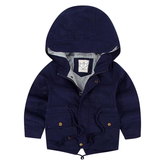Annhoo Boys Girls Rain Jacket Fall Winter Casual Long Sleeve Zipper up Windproof Coats Kids Warm Hooded Jackets