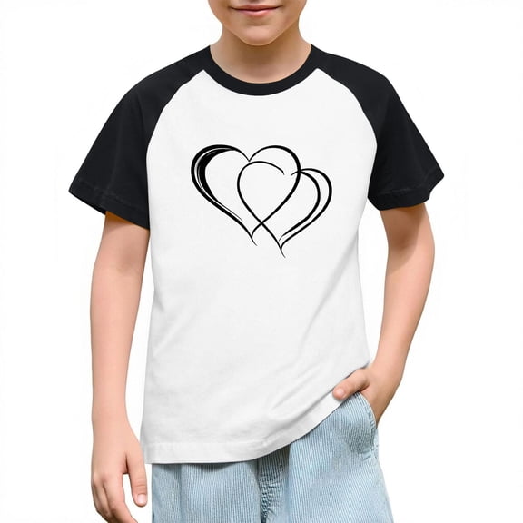 Annhoo Boys Girls Valentines Day Shirt Oversize Block Color Print Short Sleeve Crewneck Pullover Tops Spring Clothes