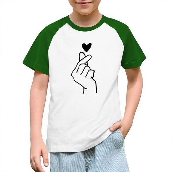 Annhoo Boys Girls Valentines Day Shirt Short Sleeve Print Graphic Round Neck Kids Tops Cute Comfortable Clothes