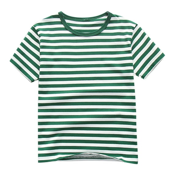 Annhoo Boys Unisex T Shirts Soft Kids Crewneck Block Color Stripe Cotton Short Sleeve Tops Casual Clothes