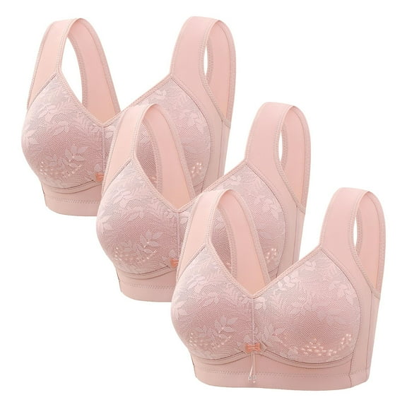 Annhoo Bralettes for Women Cozy Solid Full Coverage Wire Free Bras Ladies Wide Straps Push up Underwear 3 Pack