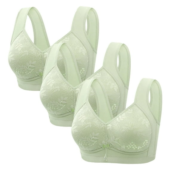 Annhoo Bralettes for Women Cozy Solid Full Coverage Wire Free Bras Ladies Wide Straps Push up Underwear 3 Pack