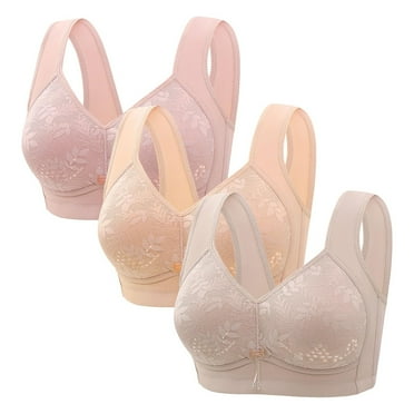 Annhoo Bralettes for Women Cozy Solid Full Coverage Wire Free Bras Ladies Wide Straps Push up Underwear 3 Pack
