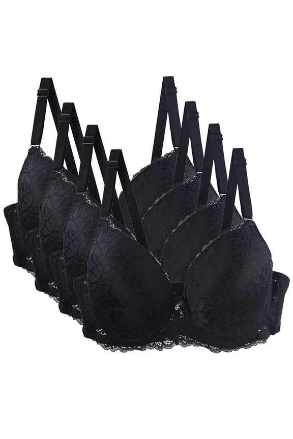 Bras for Women 4 Pack Lace up Full Coveragr Gathered Underwear Plus Size No Underwire Liftup Bras