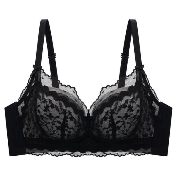 Annhoo Bras for Women No Underwire Lace up Gathered Underwear Cute Bowknot Front Liftup Padded Bralette