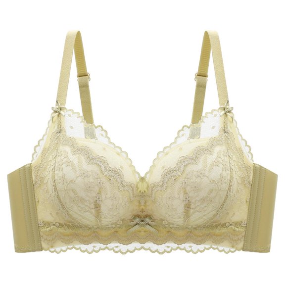 Annhoo Bras for Women No Underwire Lace up Gathered Underwear Cute Bowknot Front Liftup Padded Bralette