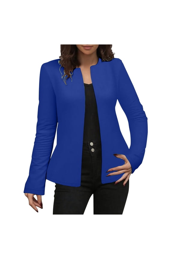 Business Blouse for Women Trendy Long Sleeve Open Front Shirts Solid Color Work Office Suit Dressy Jacket Outfits