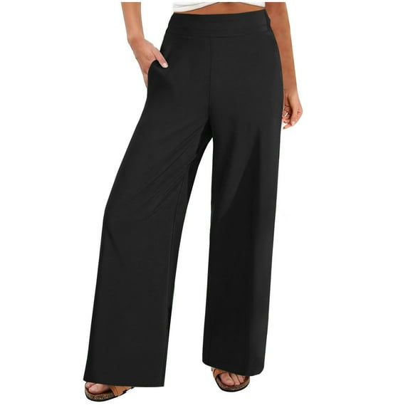 Annhoo Business Casual Pants for Women Plus Size High Waisted Wide Leg Dress Pants Plus Size Office Work Trousers