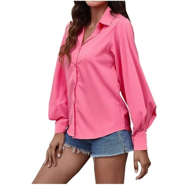 Annhoo Button down Shirts for Women Business Casual Long Sleeve Lapel Chiffon Blouses Fall Office Work Tops