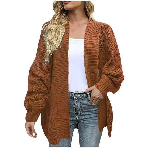 Annhoo Cardigan Sweaters for Women Fall Casual Long Sleeve Open Front Knitwear Solid Color Comfy Knit Outwear