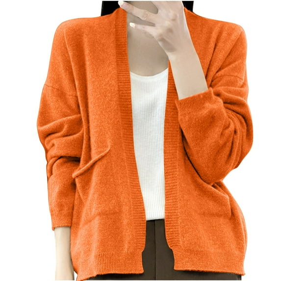Annhoo Cardigan Sweaters for Women Fall Long Sleeve Open Front Knitwear Casual Solid Color Shurg Outwear