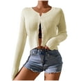 thumbnail image 1 of Annhoo Cardigan Sweaters for Women Lightweight Button down Long Sleeve Knitwear Casual Solid Cropped Tops, 1 of 7