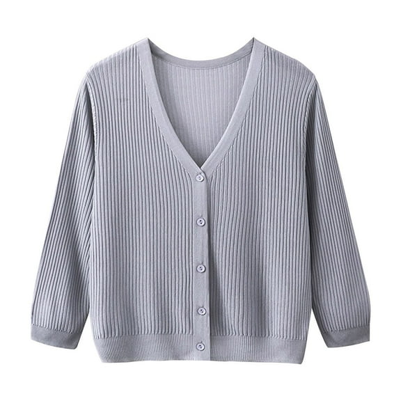 Annhoo Cardigan Sweaters for Women Lightweight Button up V Neck Long Sleeve Thin Knitwear Casual Solid Clothes