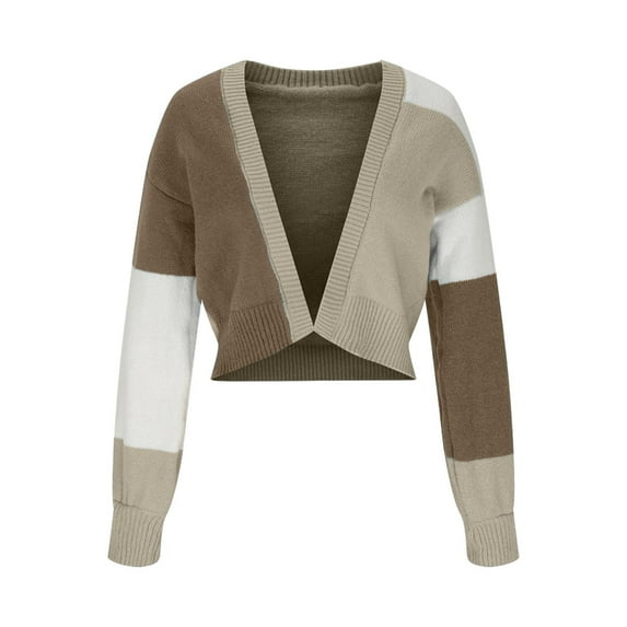 Annhoo Cardigan Sweaters for Women Plus Size Long Sleeve Open Front Knitwear Fall Comfy Color Block Clothes