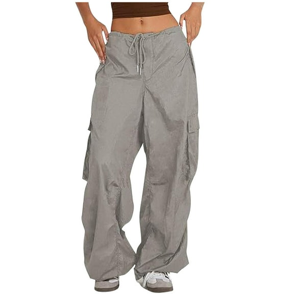 Annhoo Cargo Pants for Women Baggy Low Waisted Straight Leg Pants Outdoors Hiking Trousers with Multi Pockets