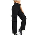 thumbnail image 1 of Annhoo Cargo Pants for Women Casual High Waisted Straight Leg Trousers Loose Solid Colr Pants with Multi Pockets, 1 of 6