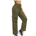 thumbnail image 1 of Annhoo Cargo Pants for Women Casual High Waisted Straight Leg Trousers Loose Solid Colr Pants with Multi Pockets, 1 of 6