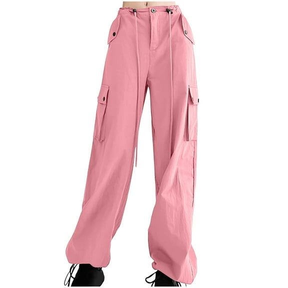Annhoo Cargo Pants for Women Drawstring High Waist Wide Leg Trousers Casual Loose Hiking Pants with Multi Pockets