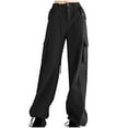 thumbnail image 1 of Annhoo Cargo Pants for Women Drawstring High Waist Wide Leg Trousers Casual Loose Hiking Pants with Multi Pockets, 1 of 6