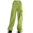 thumbnail image 1 of Annhoo Cargo Pants for Women Drawstring High Waist Wide Leg Trousers Casual Loose Hiking Pants with Multi Pockets, 1 of 6