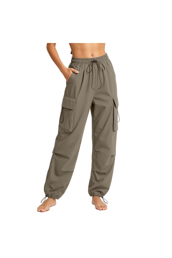 Cargo Pants for Women Plus Size Casual Drawstring Elastic Waist Travel Sweatpants with Multi Pocket
