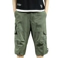 thumbnail image 1 of Annhoo Cargo Shorts for Men Cotton Drawstring Button Solid Color Casual Short Pants with Pockets Going Out Clothes, 1 of 7