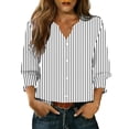 thumbnail image 1 of Annhoo Casual Dressy Shirts for Women V Neck Button Down Block Color Stripe 3/4 Sleeve Tops Business Clothes, 1 of 6