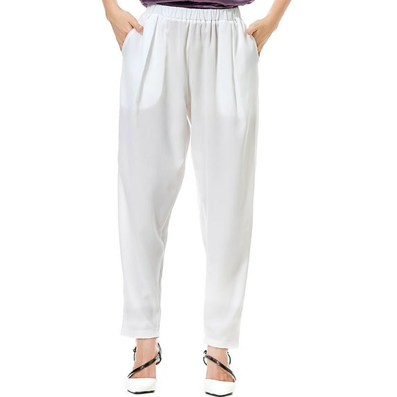 Annhoo Casual Pants for Women High Waisted Long Wide Leg Pants Solid Color Trouser Fashion Going Out Clothes