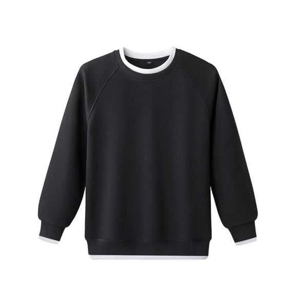 Annhoo Casual Tops for Kids Long Sleeve Crewneck Pullover Solid Color Drop Shoulder Shirts Trendy Cute Clothes
