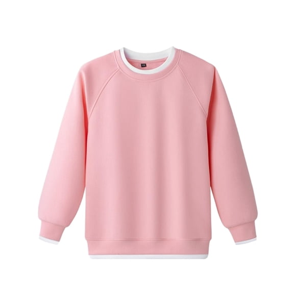 Annhoo Casual Tops for Kids Long Sleeve Crewneck Pullover Solid Color Drop Shoulder Shirts Trendy Cute Clothes