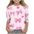thumbnail image 1 of Annhoo Casual Tops for Kids Loose Comfortable Crewneck 3/4 Sleeve Print Graphic Girl Blouse Cute Clothes, 1 of 4