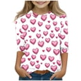 thumbnail image 1 of Annhoo Casual Tops for Kids Loose Comfortable Crewneck 3/4 Sleeve Print Graphic Girl Blouse Cute Clothes, 1 of 4
