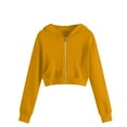 thumbnail image 1 of Annhoo Child Girls Tops Zipper Long Sleeve Hooded Cardigan Shirts with Pocket Solid Color Trendy Sweatshirts 5-14 Years, 1 of 8