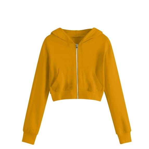 Annhoo Child Girls Tops Zipper Long Sleeve Hooded Cardigan Shirts with Pocket Solid Color Trendy Sweatshirts 5-14 Years
