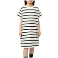 thumbnail image 1 of Annhoo Children's Casual Dresses Summer Girls Cotton Striped Crew Neck Short Sleeve Loose Comfy Dress 5-13 Years, 1 of 8