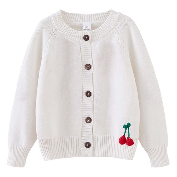 Annhoo Children's Girls Cardigan Sweaters Fall Winter Button Front Long Sleeve Jacquard Outwear Cute Knitwear